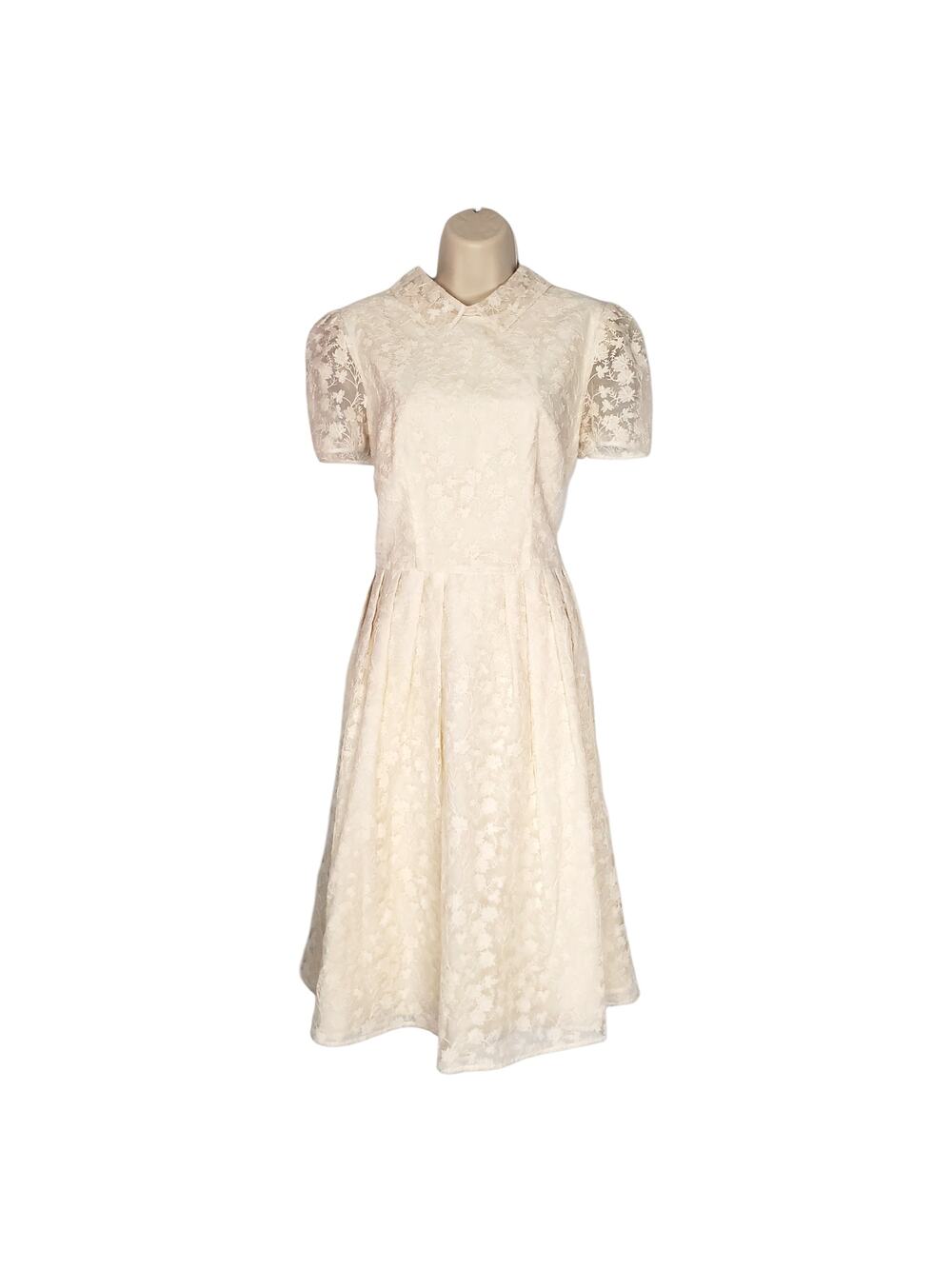 Gal Meets Glam Amelia Embroidered Fit & Flare Dress Cream Ivory Wedding Size 8